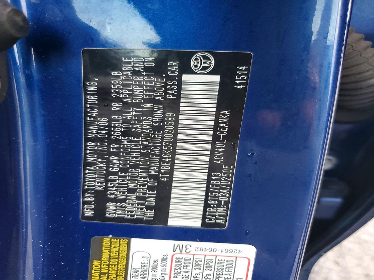 2007 TOYOTA CAMRY CE — Фото 12 из 12