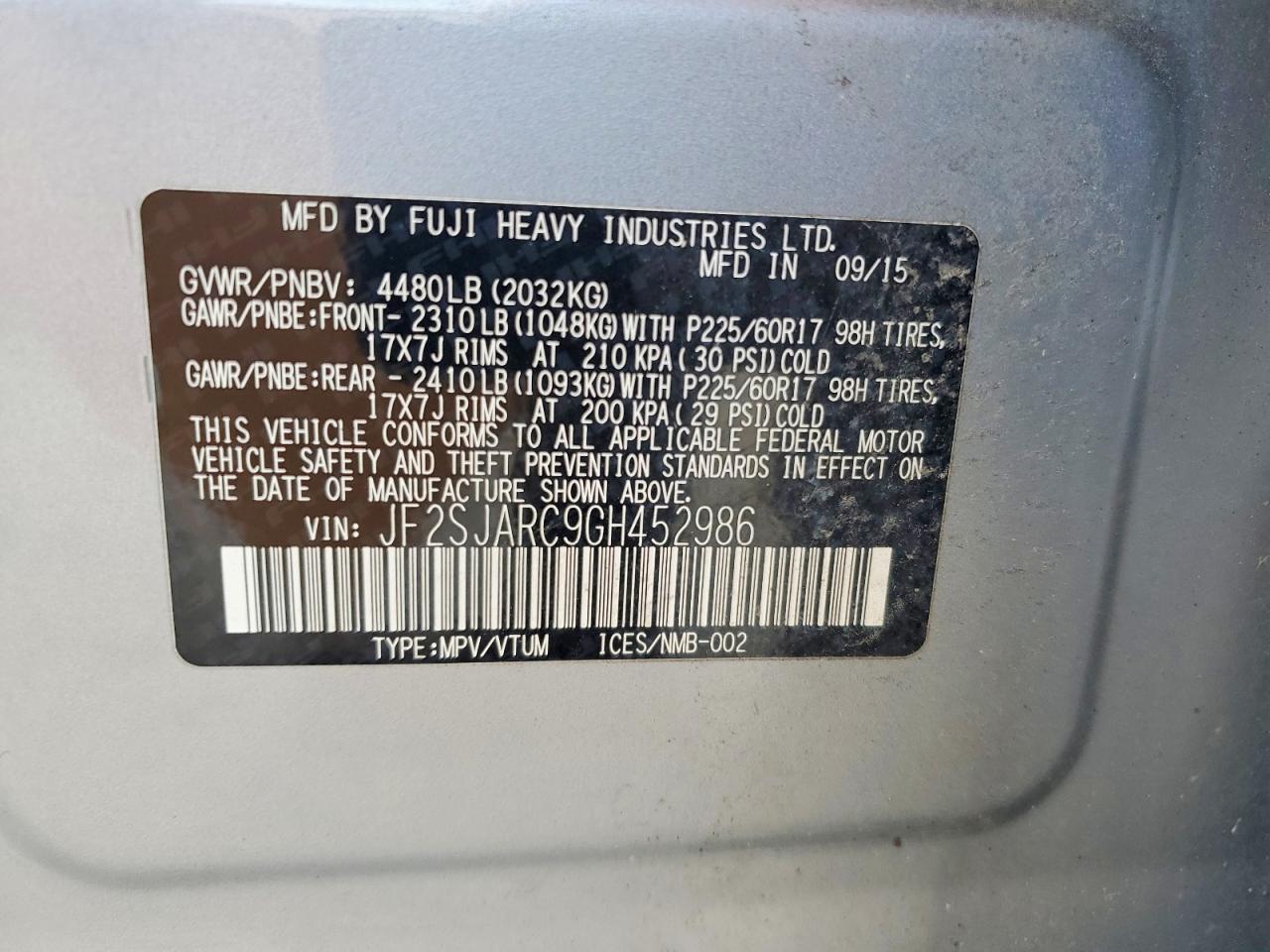 2016 SUBARU FORESTER 2.5I LIMITED — Фото 13 из 13