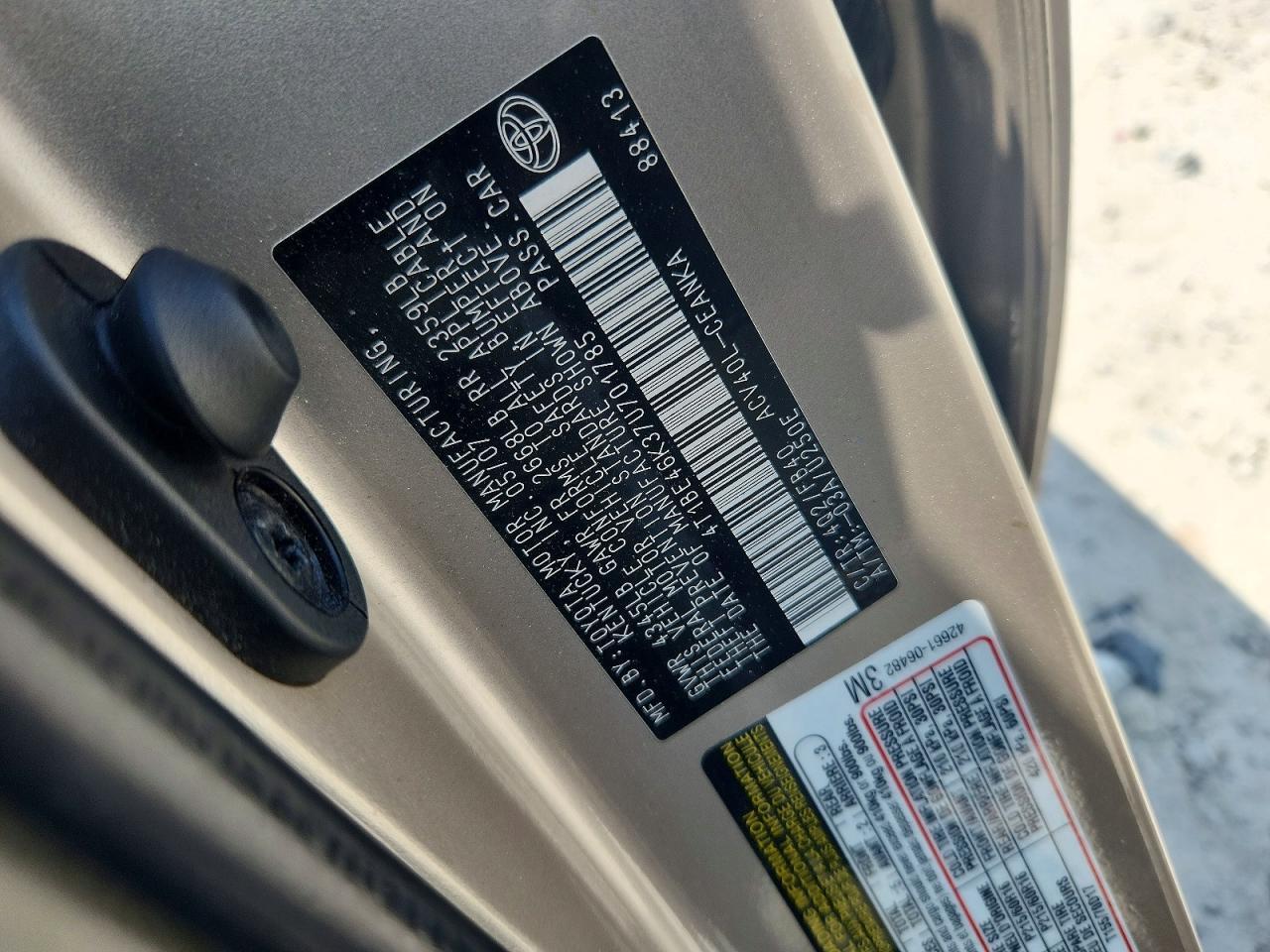 2007 TOYOTA CAMRY LE — Фото 12 из 12