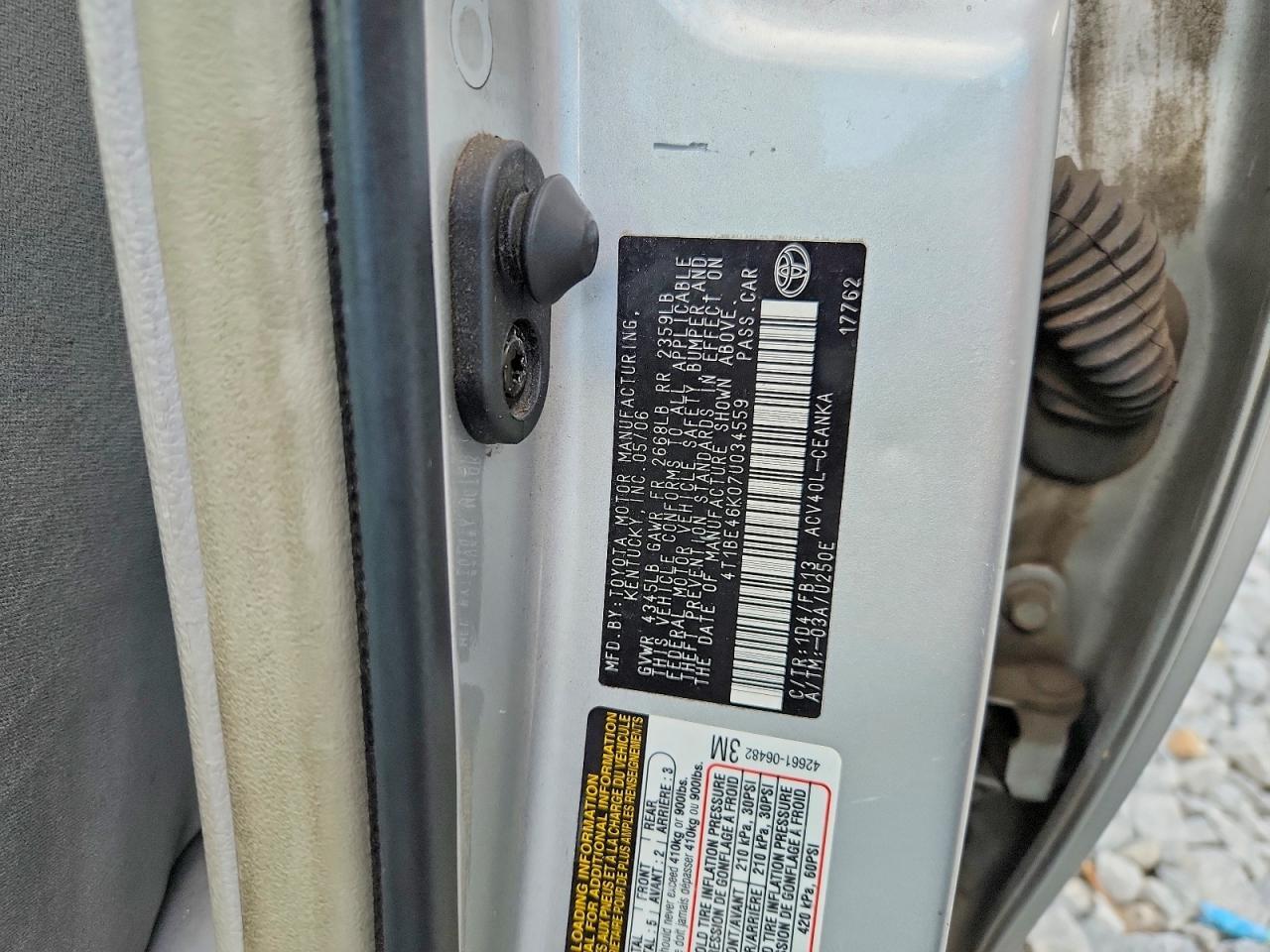 2007 TOYOTA CAMRY LE — Фото 12 из 12