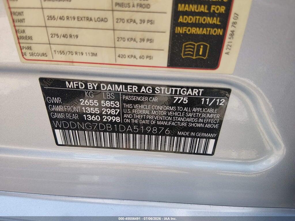 WDDNG7DB1DA519876 2013 MERCEDES-BENZ S 550 photo no. 9