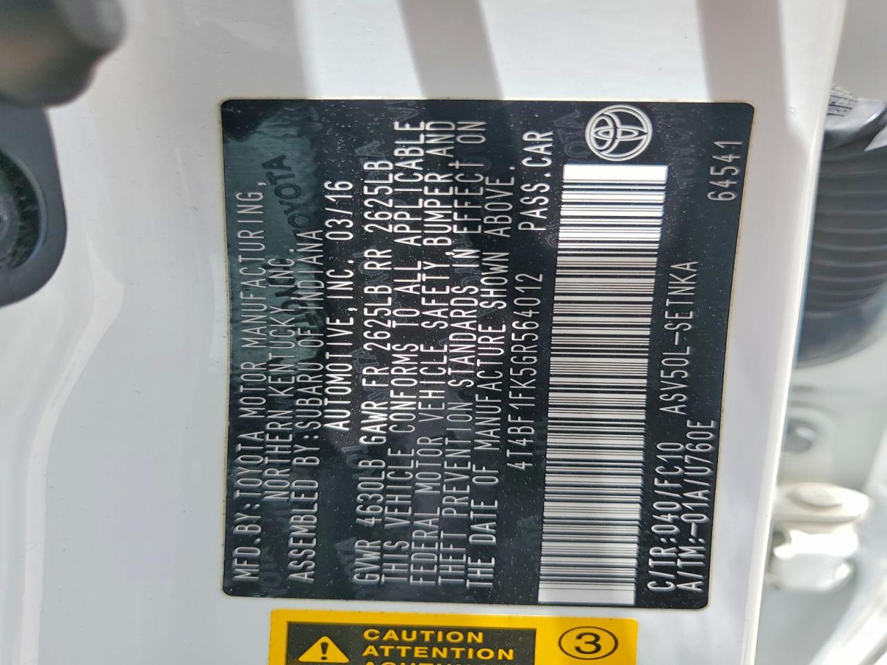 4T4BF1FK5GR564012 2016 TOYOTA CAMRY photo no. 12