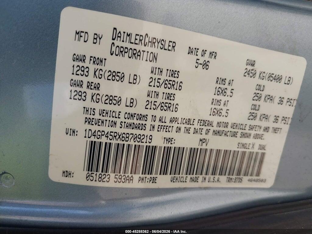 1D4GP45RX6B709219 2006 DODGE CARAVAN photo no. 9