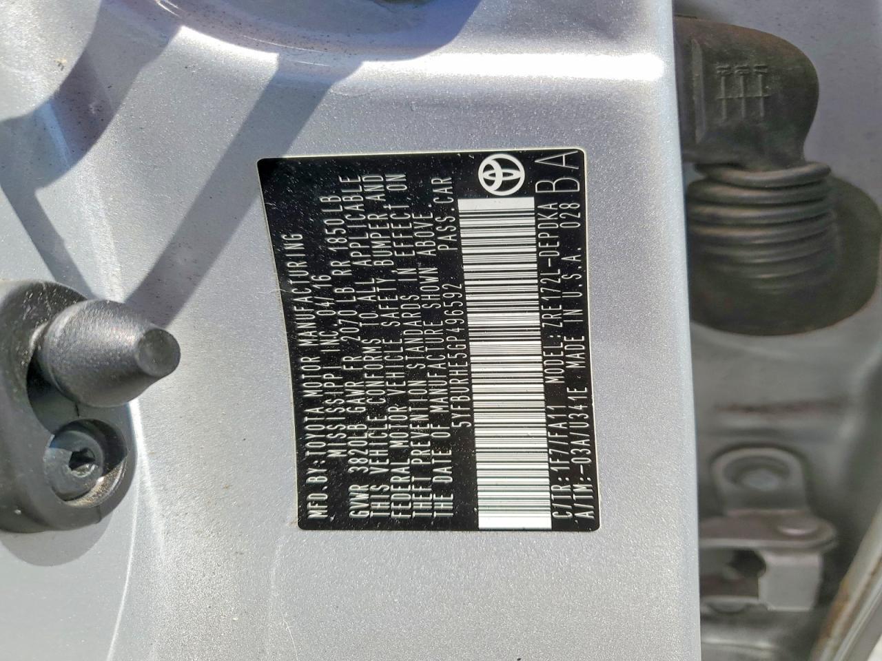 2016 TOYOTA COROLLA L — Фото 12 из 12