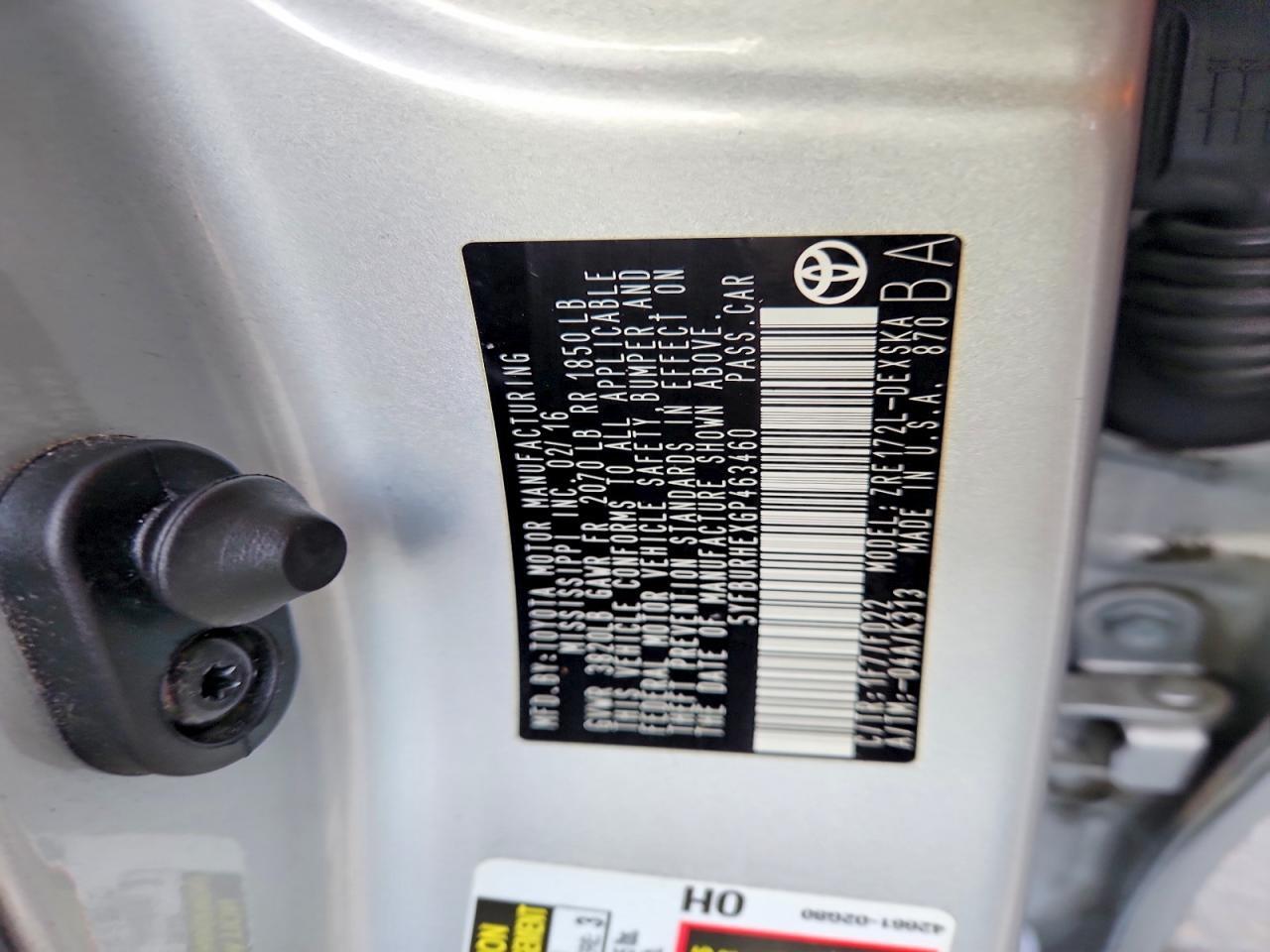 5YFBURHEXGP463460 2016 TOYOTA COROLLA photo no. 12
