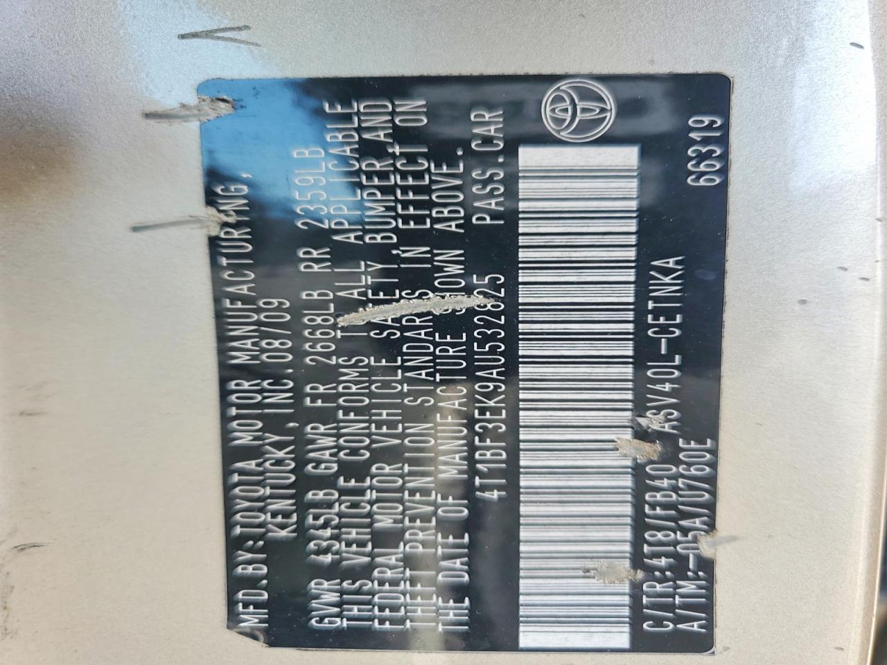 4T1BF3EK9AU532825 2010 TOYOTA CAMRY photo no. 12