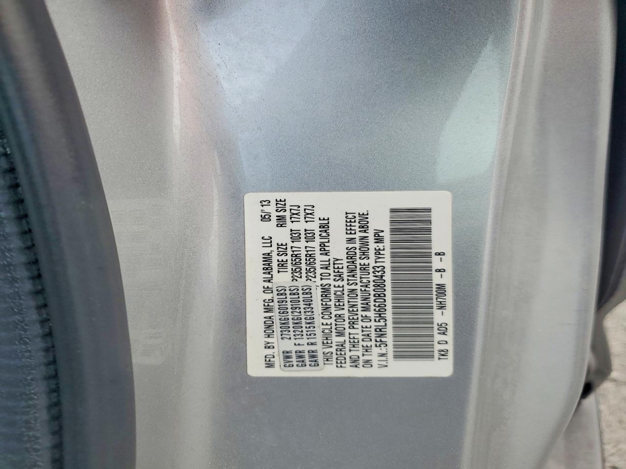 2013 HONDA ODYSSEY EXL — Фото 13 из 13