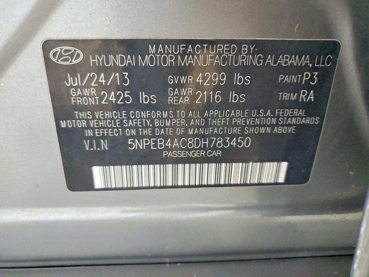 2013 HYUNDAI SONATA GLS — Фото 12 из 12