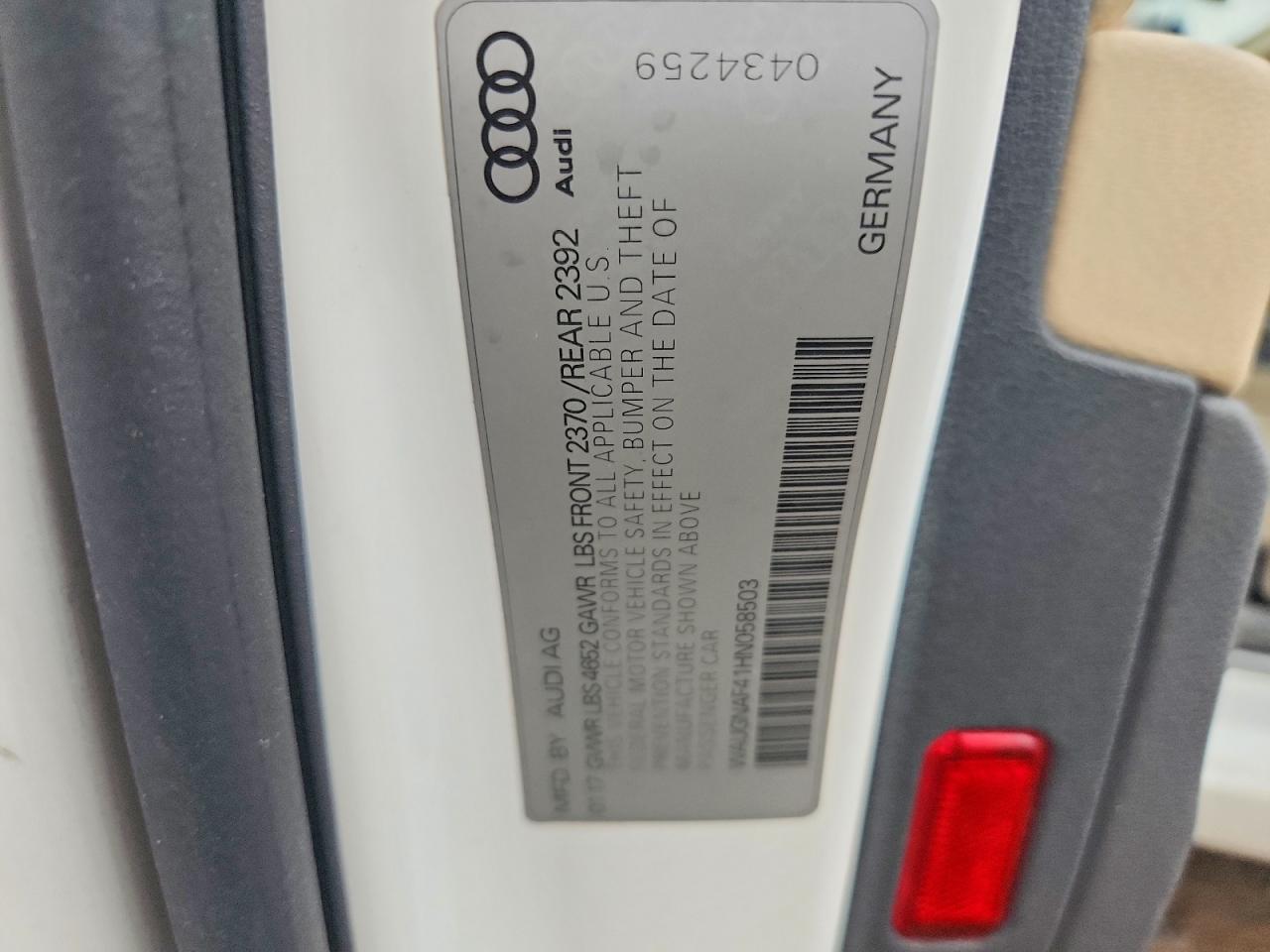 2017 AUDI A4 PREMIUM — Фото 12 из 12