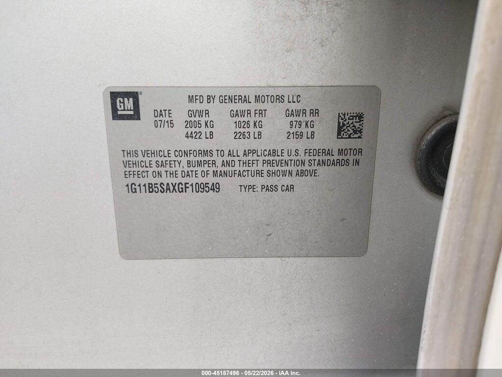 1G11B5SAXGF109549 2016 CHEVROLET MALIBU LIMITED photo no. 9