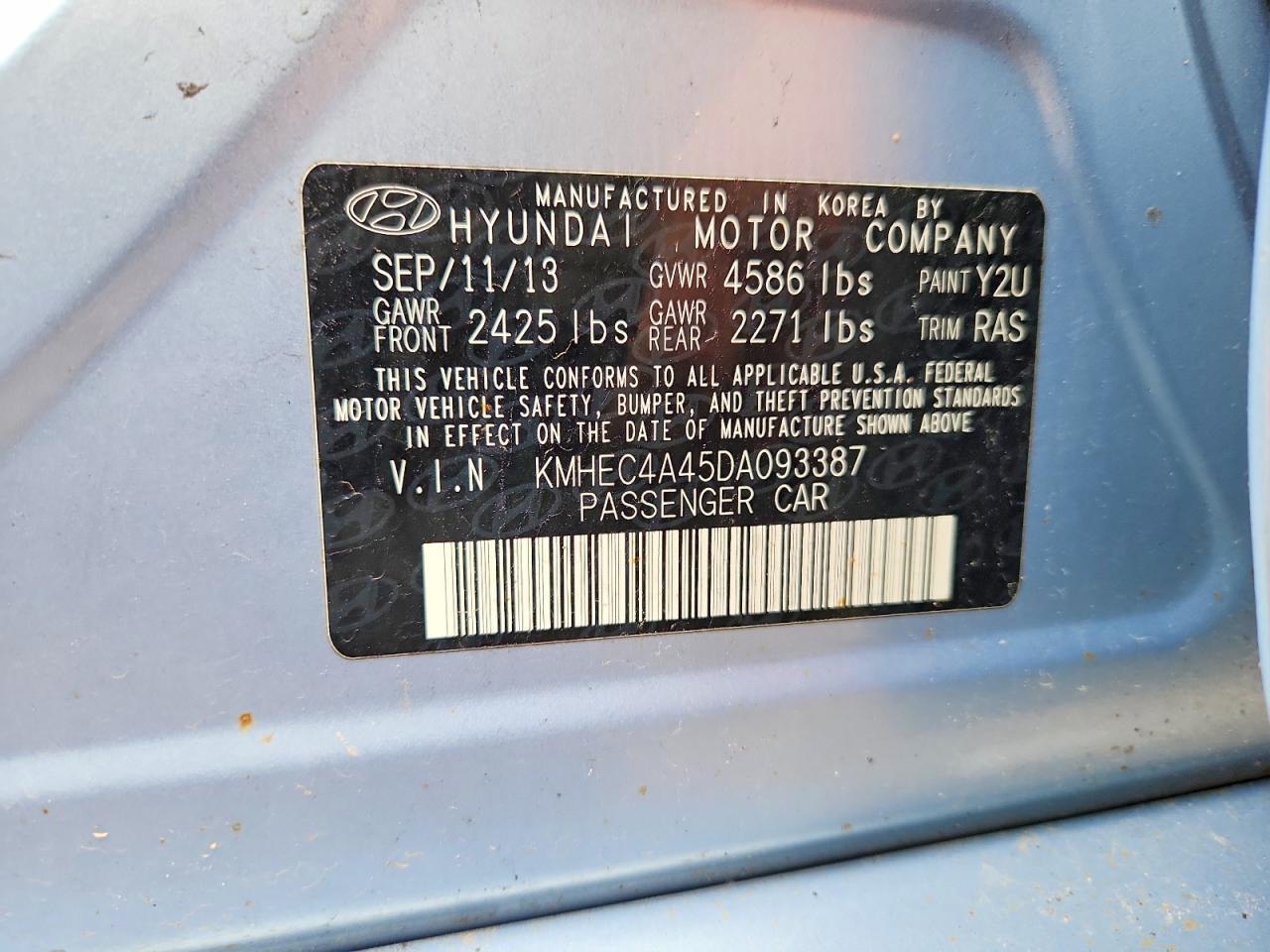 2013 HYUNDAI SONATA HYBRID — Фото 12 из 12