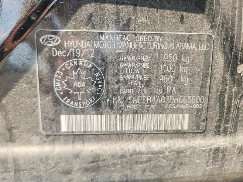 5NPEB4AC3DH665600 2013 HYUNDAI SONATA photo no. 12