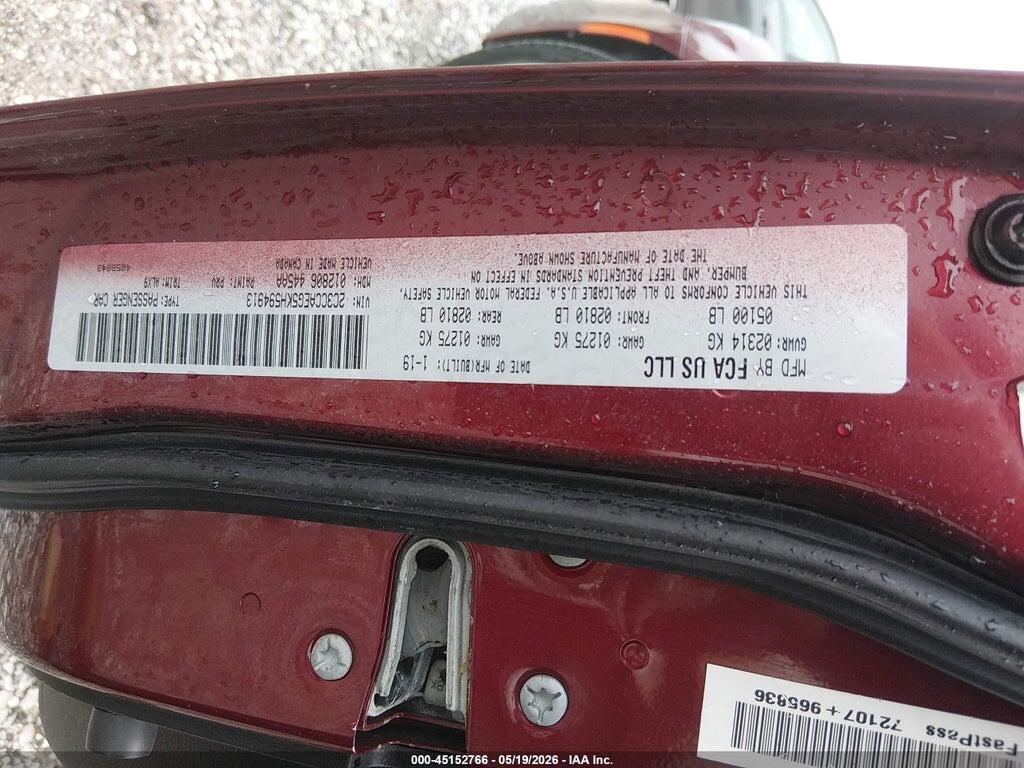2C3CCAEG5KH594913 2019 CHRYSLER 300 photo no. 9