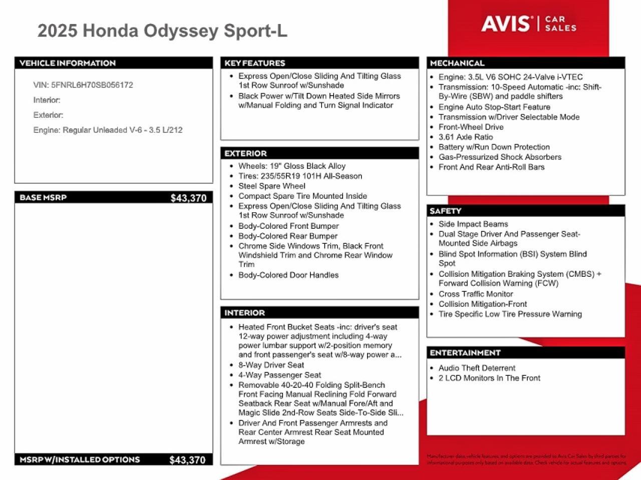 2025 HONDA ODYSSEY SPORT-L — Фото 13 из 14