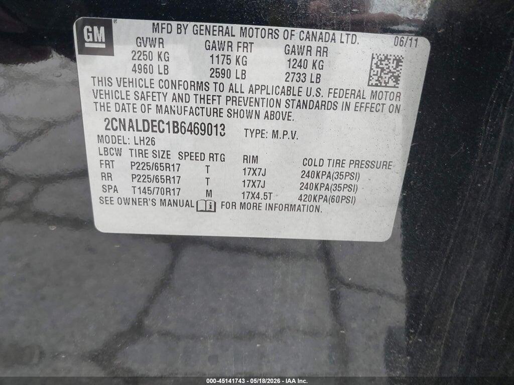 2CNALDEC1B6469013 2011 CHEVROLET EQUINOX photo no. 9