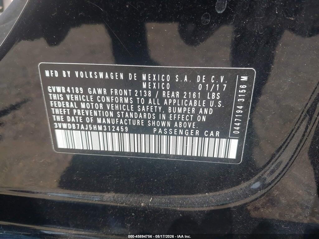 3VWDB7AJ5HM312459 2017 VOLKSWAGEN JETTA photo no. 9