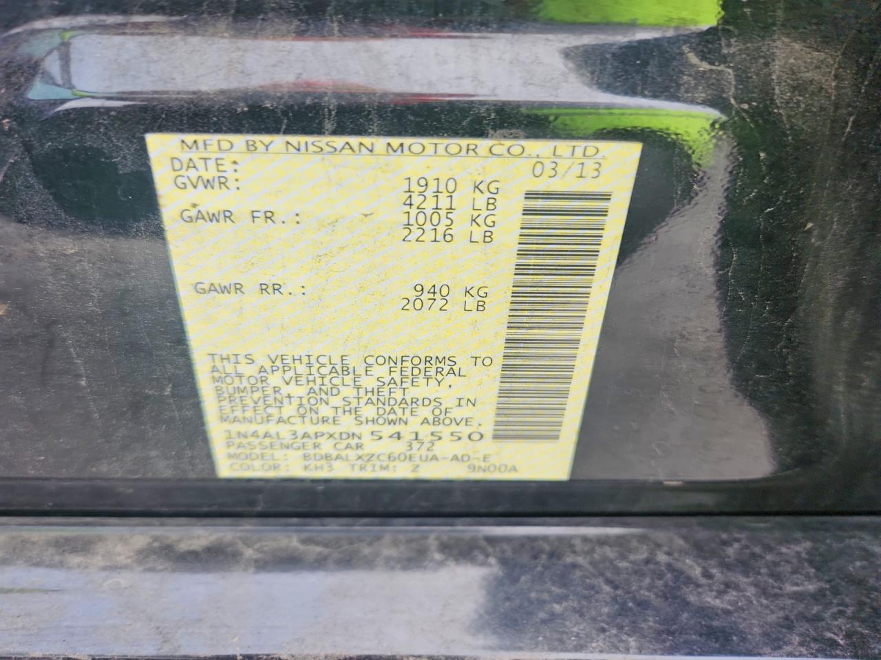 1N4AL3APXDN541550 2013 NISSAN ALTIMA photo no. 12