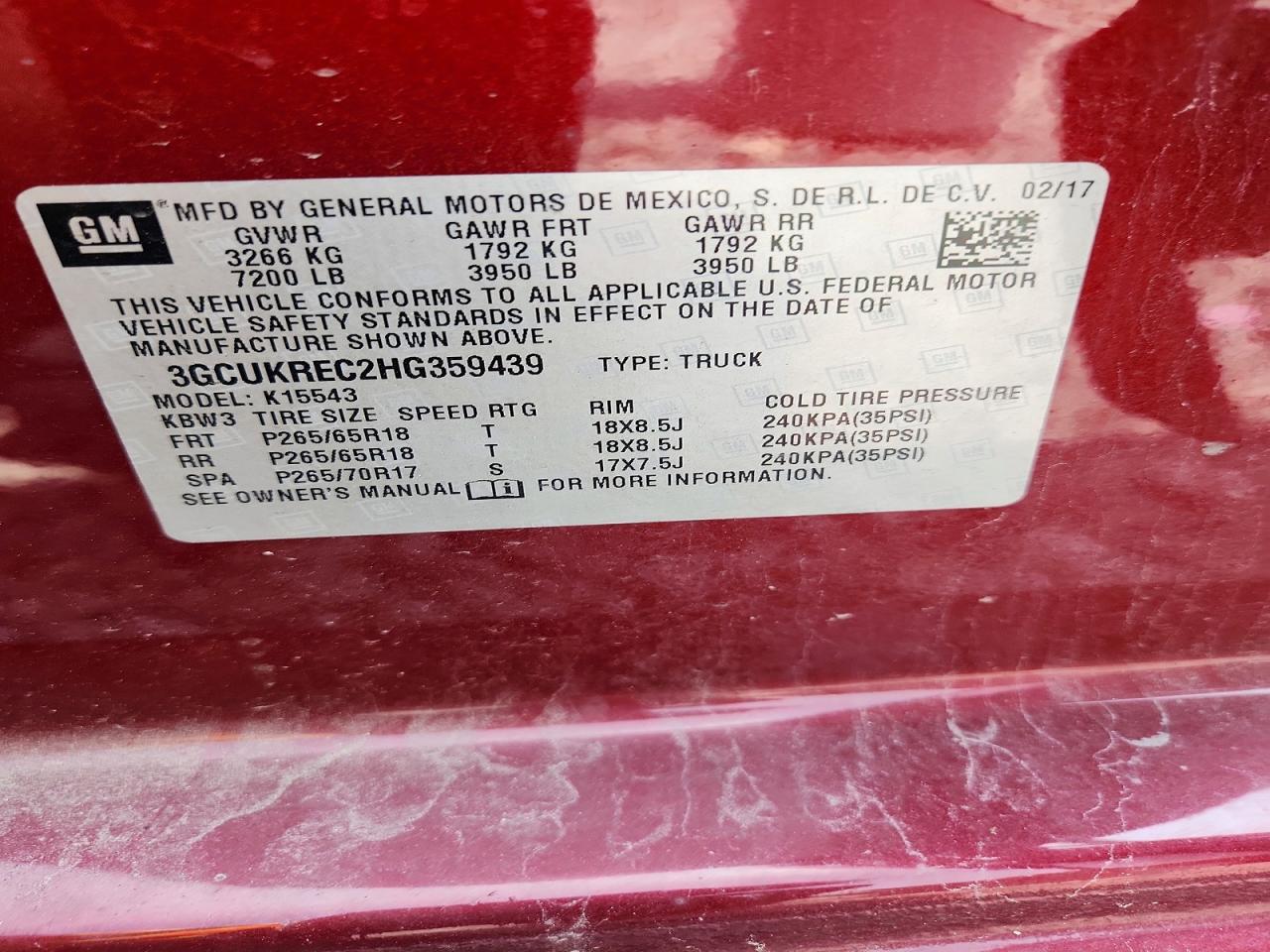 3GCUKREC2HG359439 2017 CHEVROLET SILVERADO photo no. 12