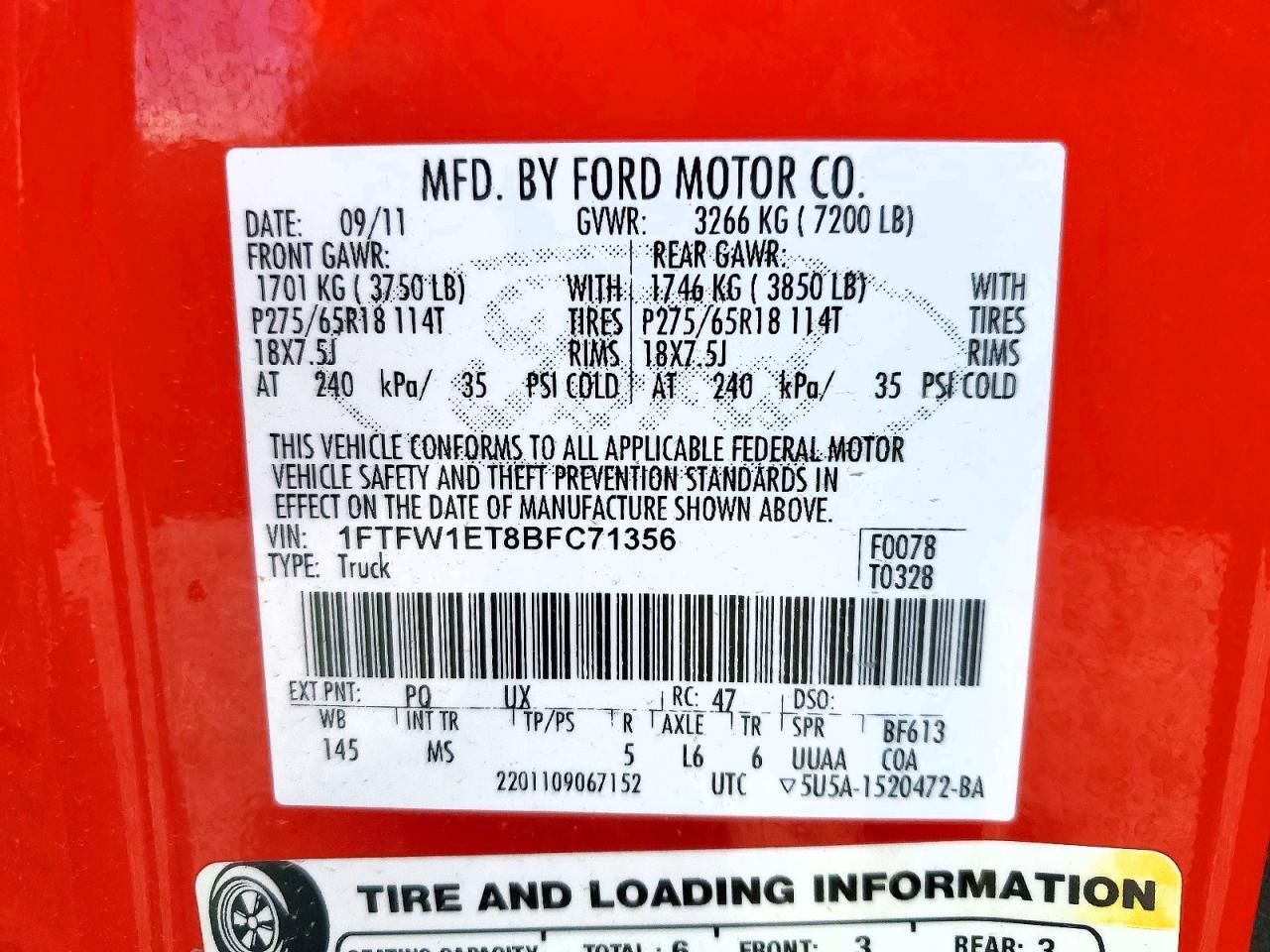 2011 FORD F150 SUPERCREW — Фото 12 из 12