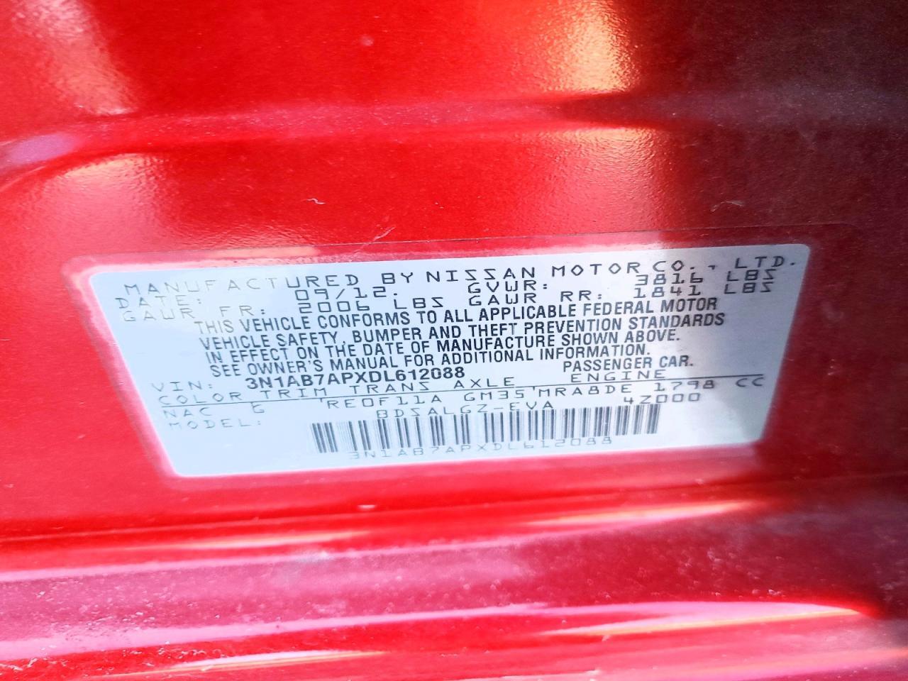 2013 NISSAN SENTRA S — Фото 12 из 12