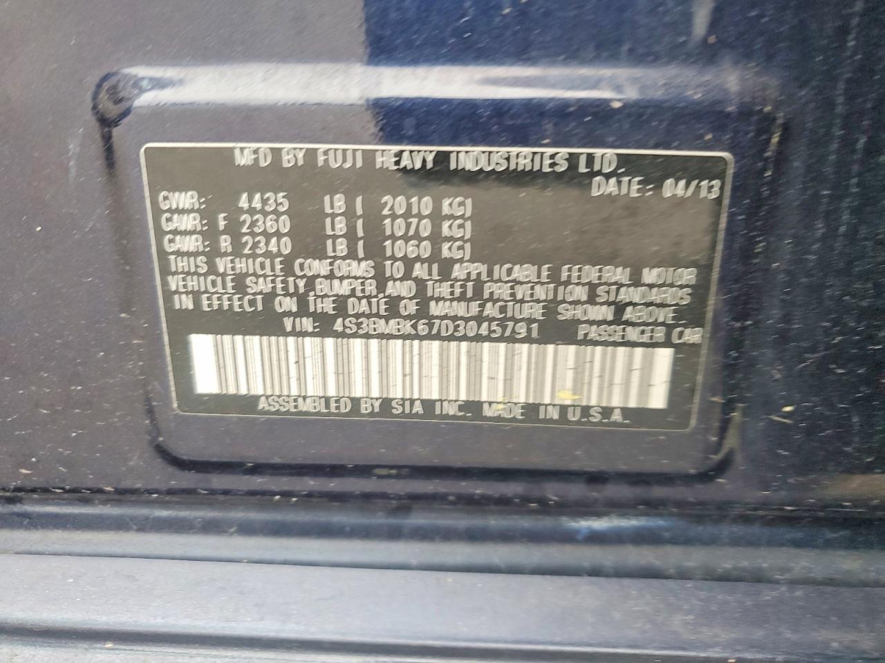 4S3BMBK67D3045791 2013 SUBARU LEGACY photo no. 12