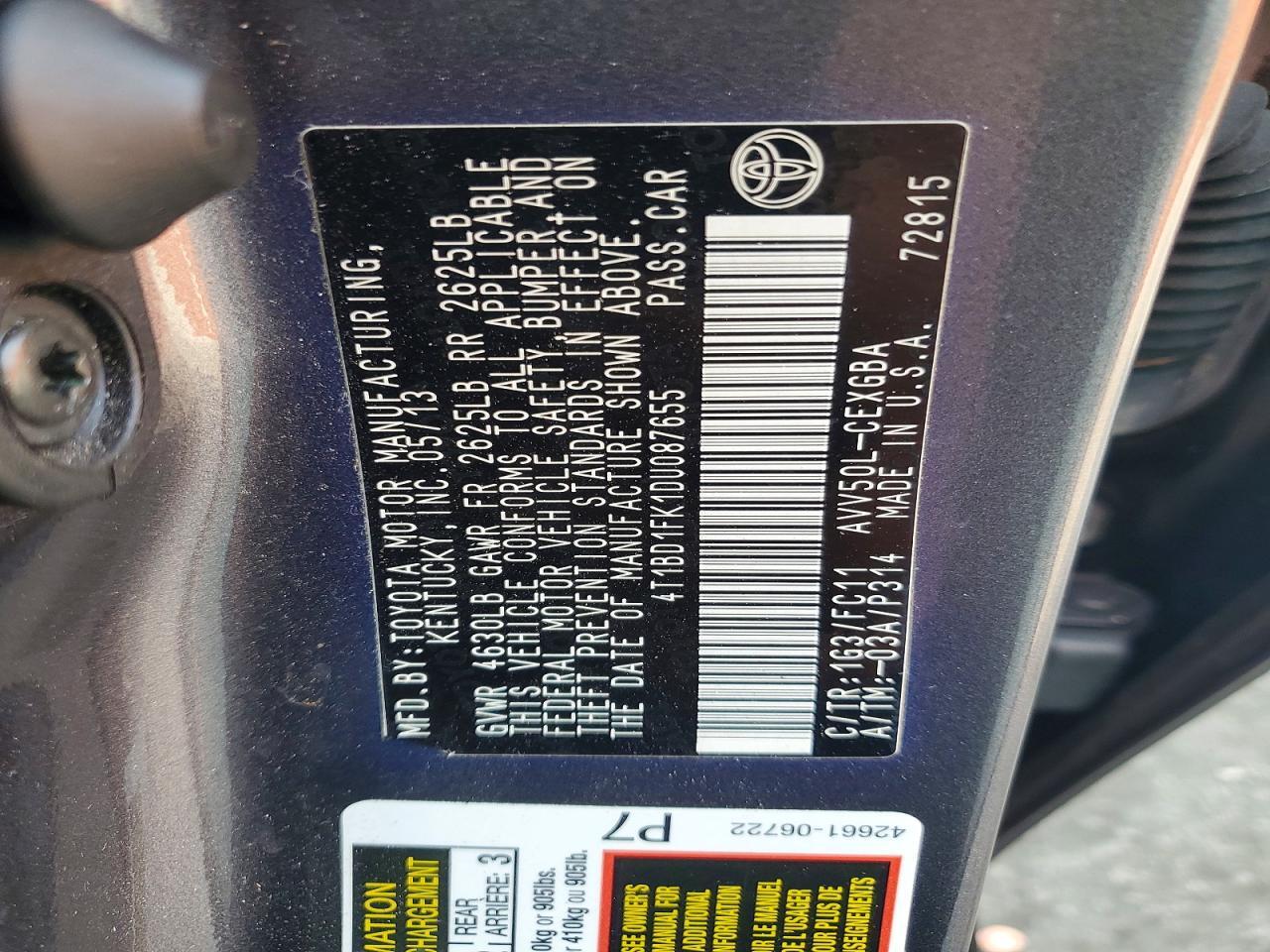 2013 TOYOTA CAMRY HYBRID XLE — Фото 12 из 12