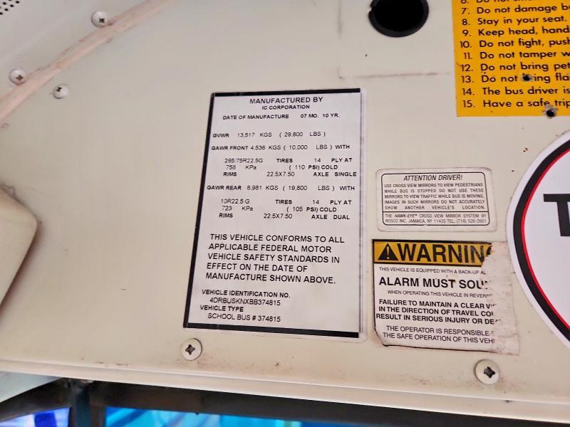 2011 IC CORPORATION CE SERIES SCHOOL - SCHOOL BUS — Фото 10 из 10