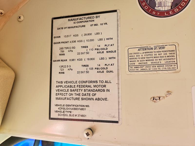 2011 IC CORPORATION CE SERIES SCHOOL - SCHOOL BUS — Фото 10 из 10