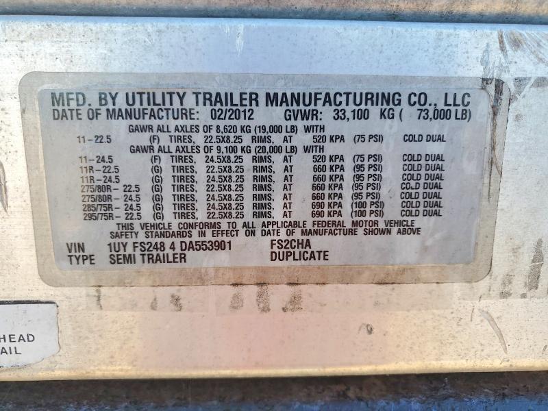 2013 UTILITY TRAILER TRAILERS - DRY VAN TRAILER — Фото 9 из 9