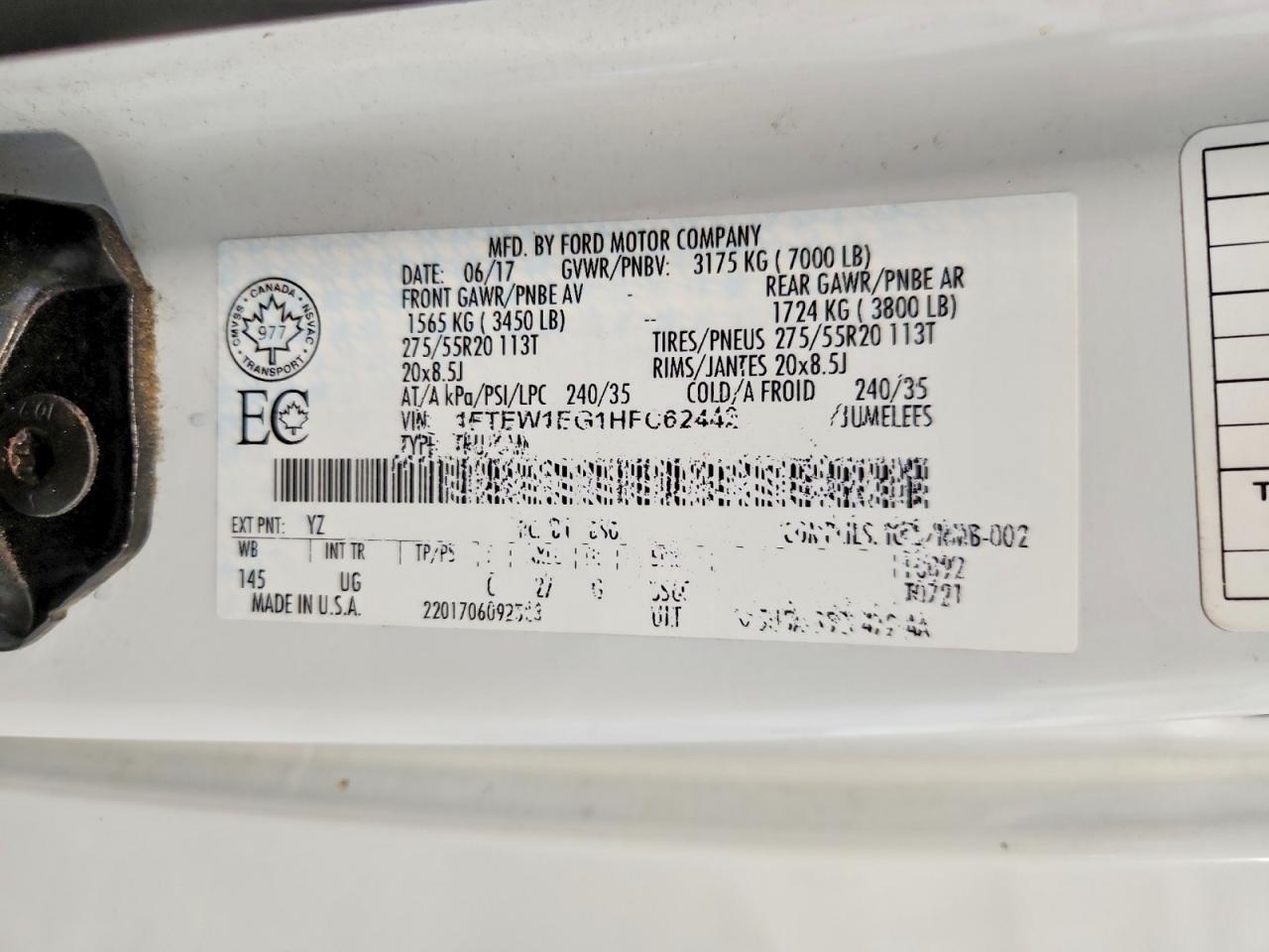 1FTEW1EG1HFC62442 2017 FORD F150 photo no. 12