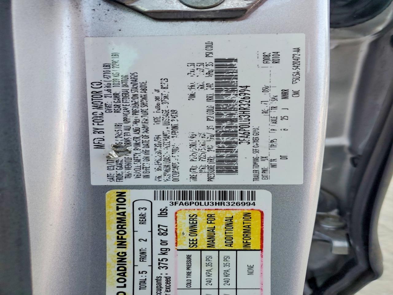 2017 FORD FUSION SE HYBRID — Фото 12 из 12