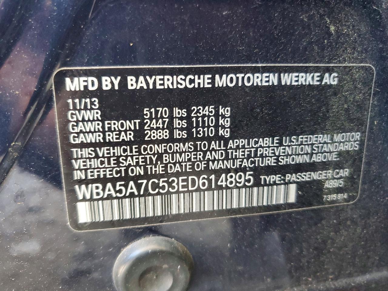 WBA5A7C53ED614895 2014 BMW 528 photo no. 12