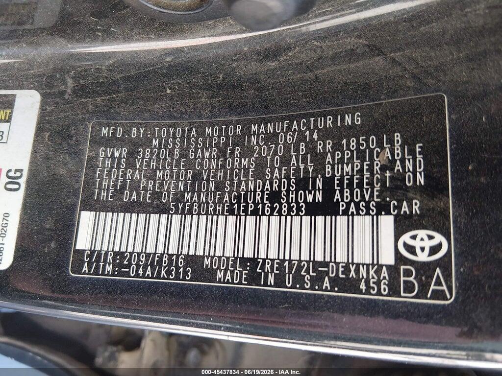 5YFBURHE1EP162833 2014 TOYOTA COROLLA photo no. 9