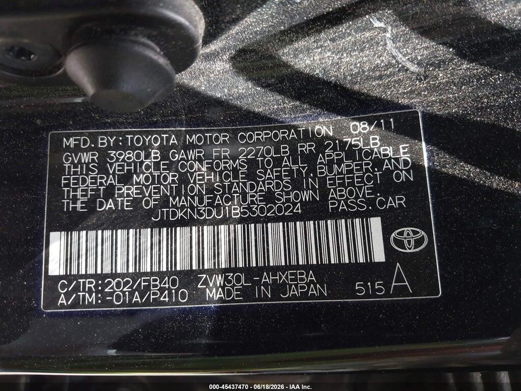 JTDKN3DU1B5302024 2011 TOYOTA PRIUS photo no. 9