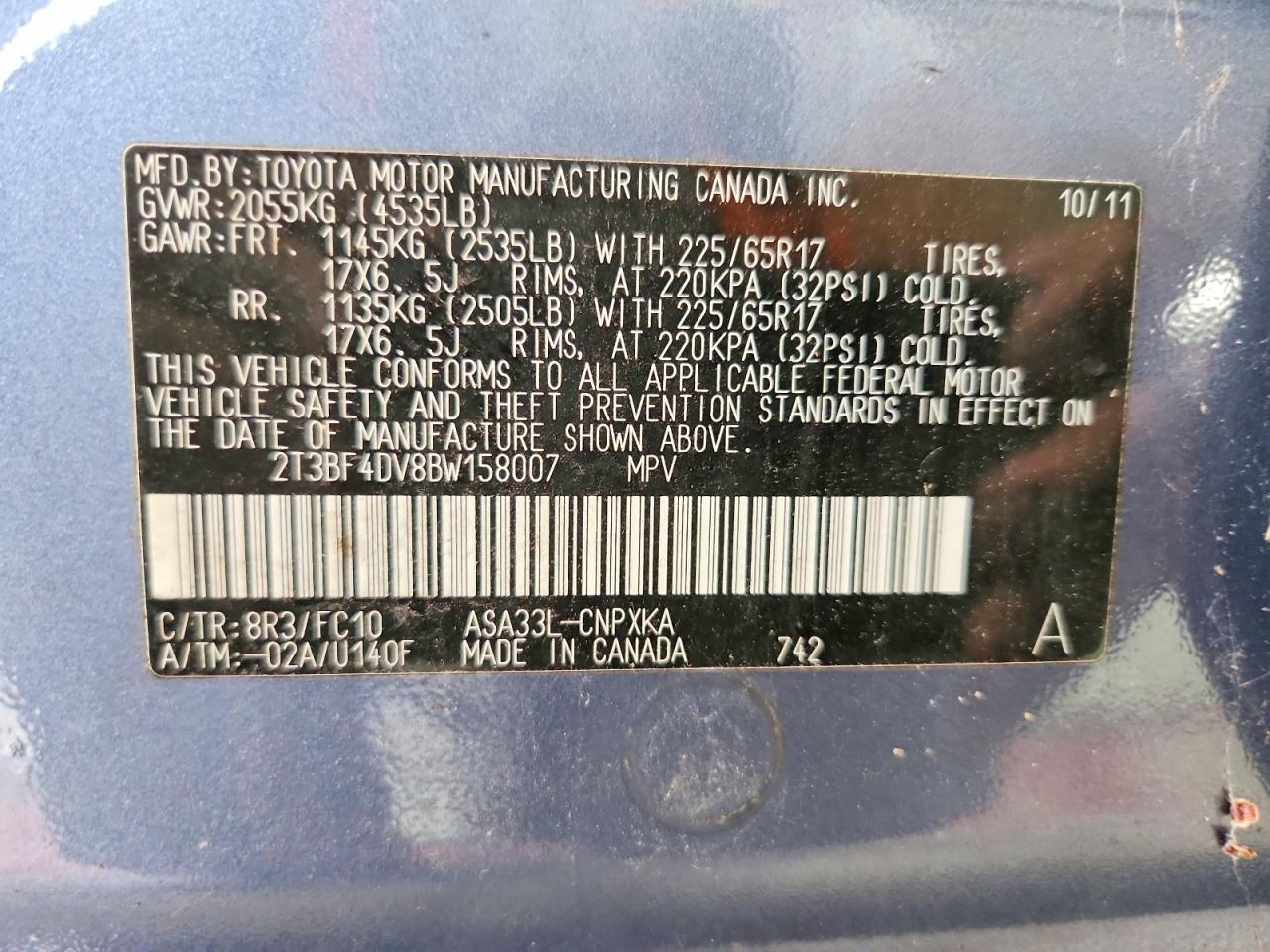 2011 TOYOTA RAV4 BASE — Фото 13 из 13