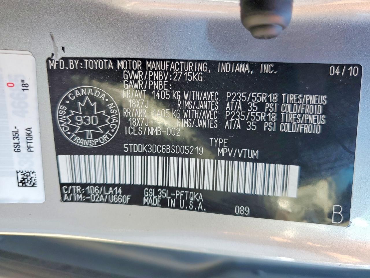 2011 TOYOTA SIENNA XLE 7-PASSENGER — Фото 13 из 13
