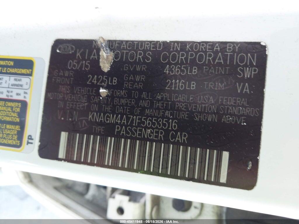 KNAGM4A71F5653516 2015 KIA OPTIMA photo no. 9