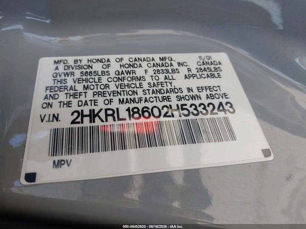 2HKRL18602H533243 2002 HONDA ODYSSEY photo no. 9