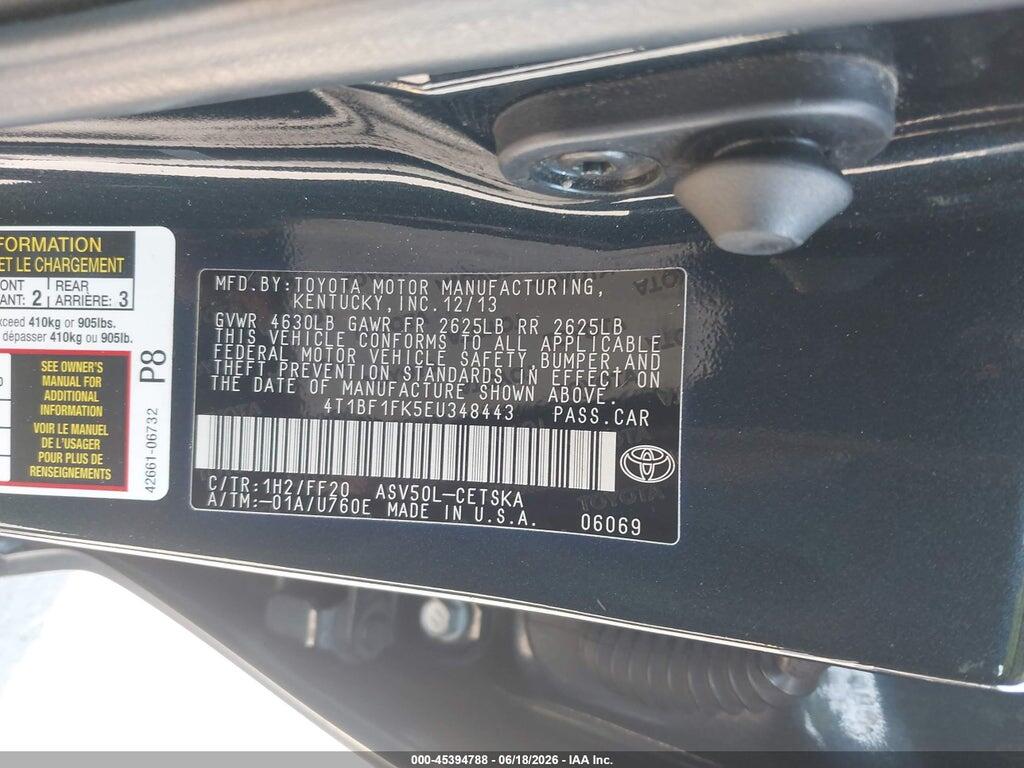 4T1BF1FK5EU348443 2014 TOYOTA CAMRY photo no. 9