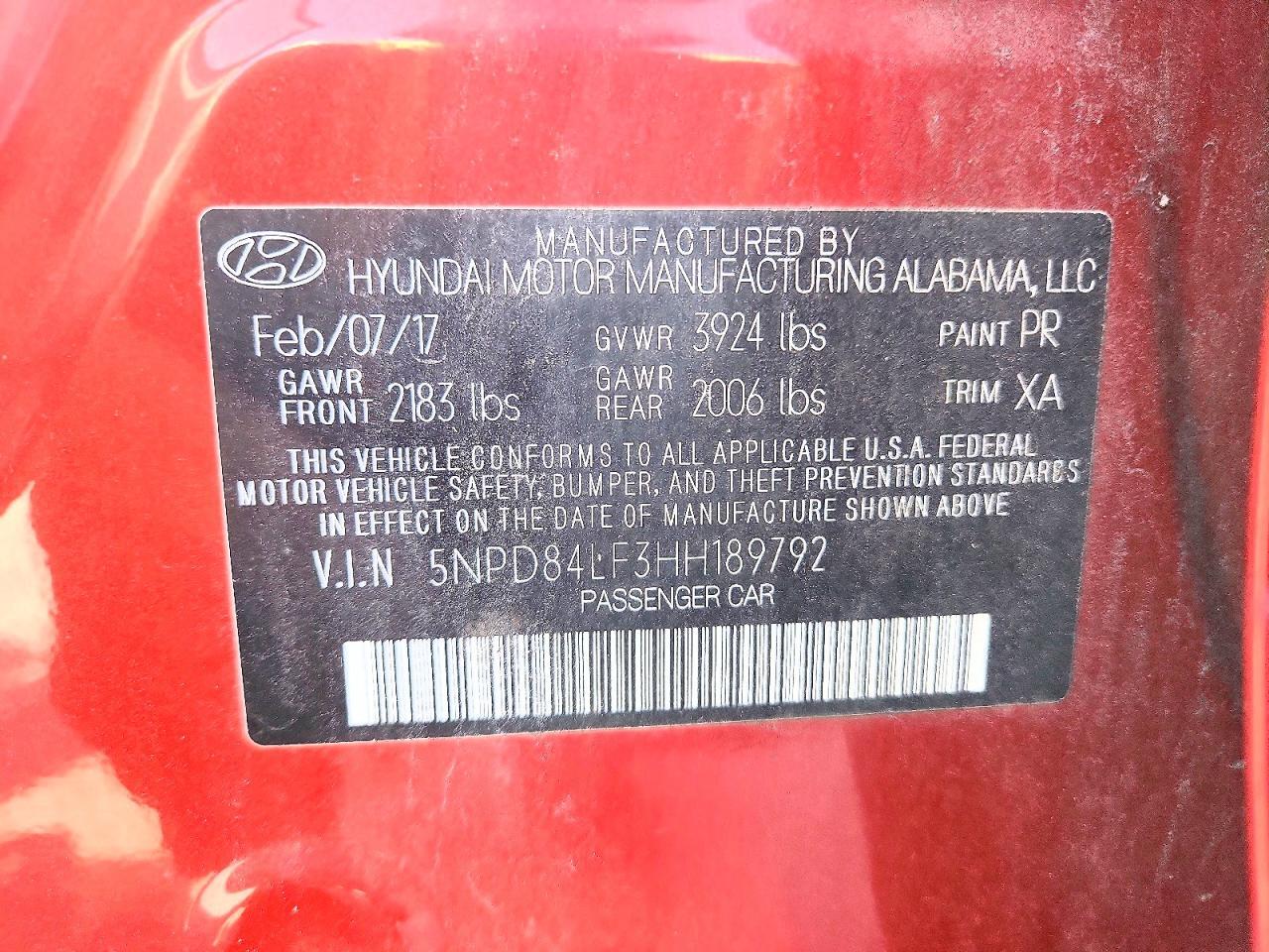 5NPD84LF3HH189792 2017 HYUNDAI ELANTRA photo no. 12