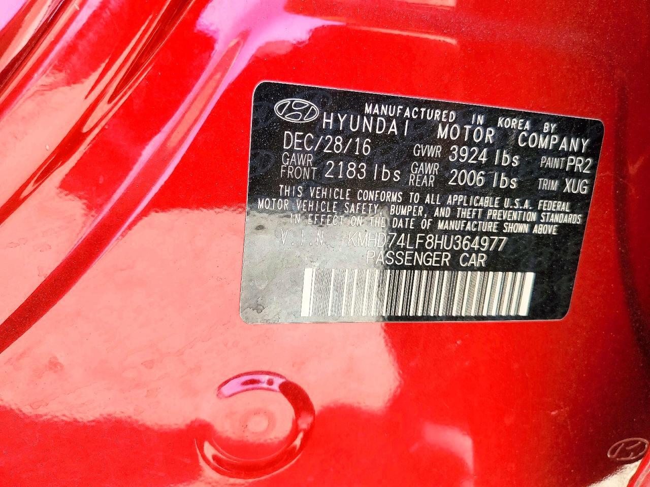 KMHD74LF8HU364977 2017 HYUNDAI ELANTRA photo no. 12