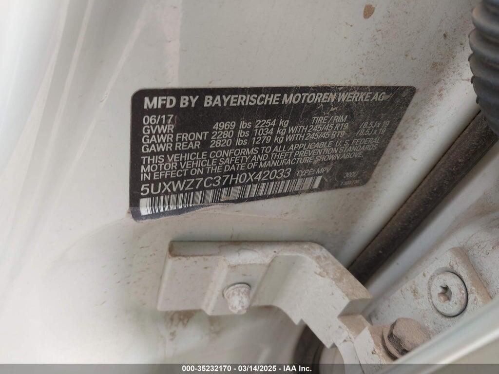 5UXWZ7C37H0X42033 2017 BMW X3 photo no. 9