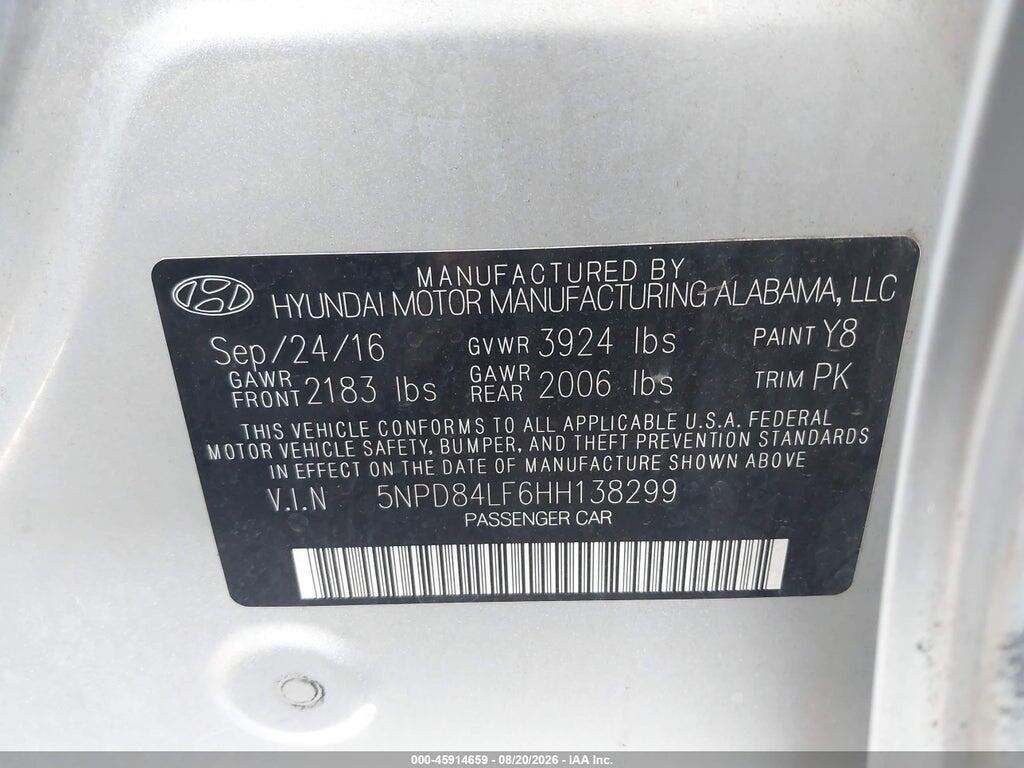 5NPD84LF6HH138299 2017 HYUNDAI ELANTRA photo no. 9