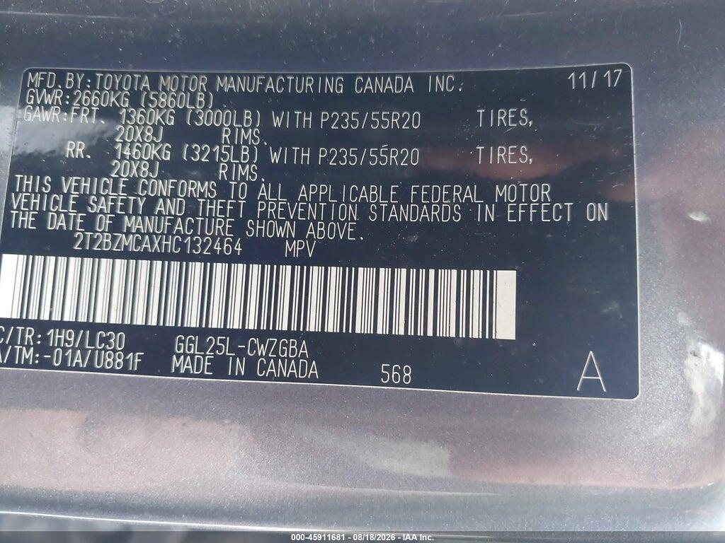 2T2BZMCAXHC132464 2017 LEXUS RX 350 photo no. 9