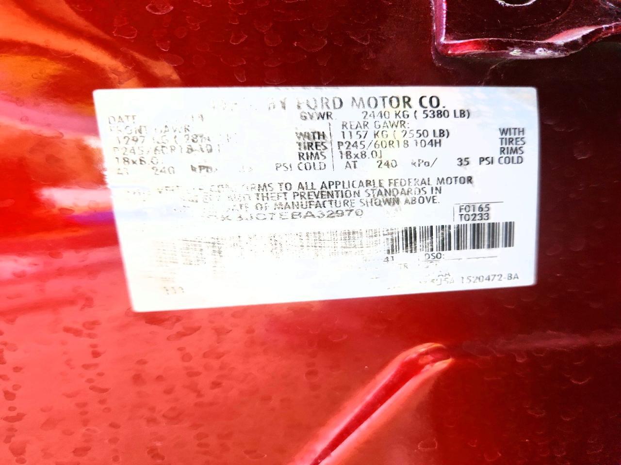 2FMDK3JC7EBA32970 2014 FORD EDGE photo no. 12