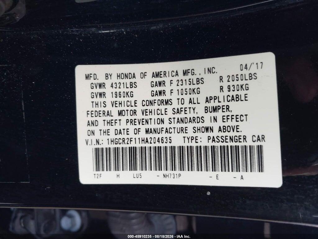 1HGCR2F11HA204635 2017 HONDA ACCORD photo no. 9