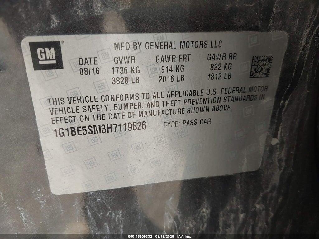 1G1BE5SM3H7119826 2017 CHEVROLET CRUZE photo no. 9