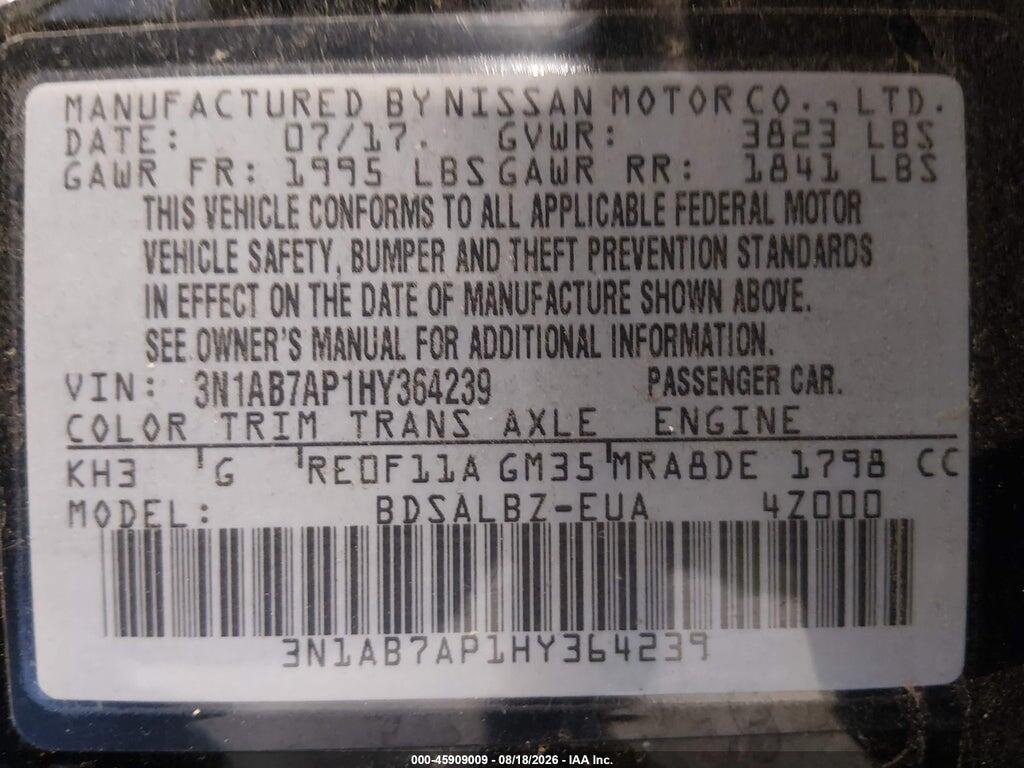3N1AB7AP1HY364239 2017 NISSAN SENTRA photo no. 9