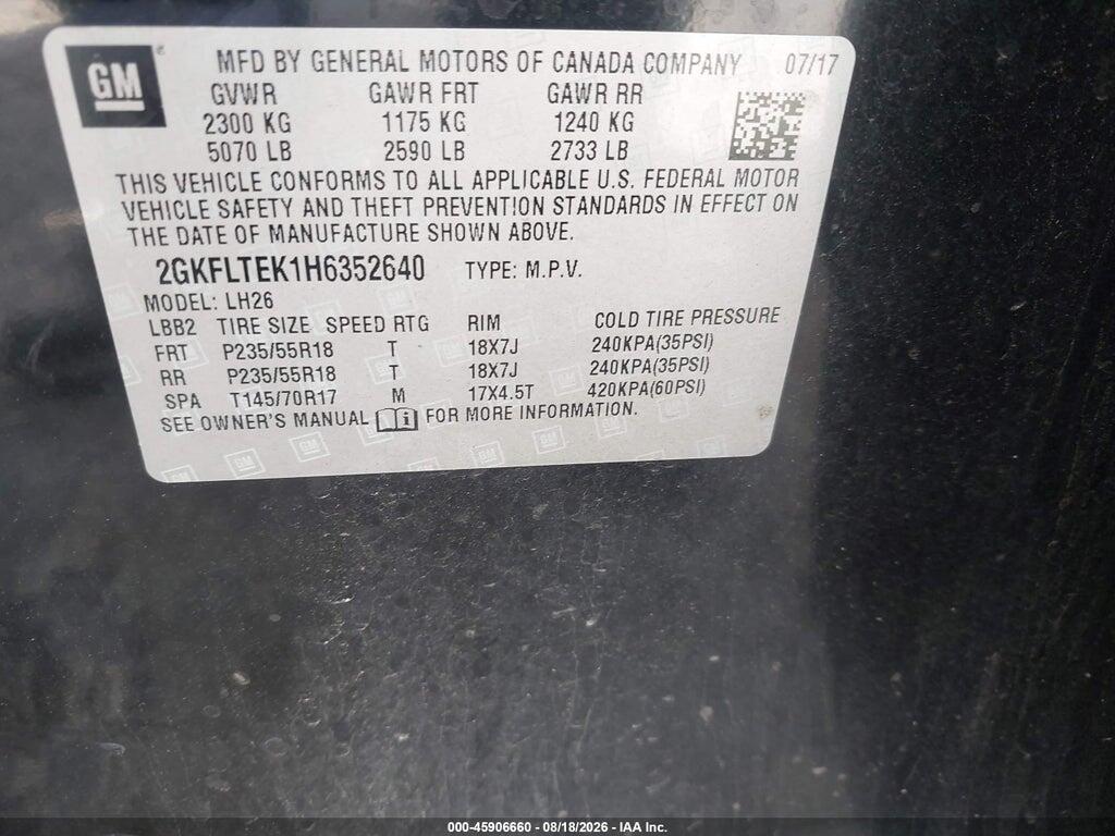 2GKFLTEK1H6352640 2017 GMC TERRAIN photo no. 9