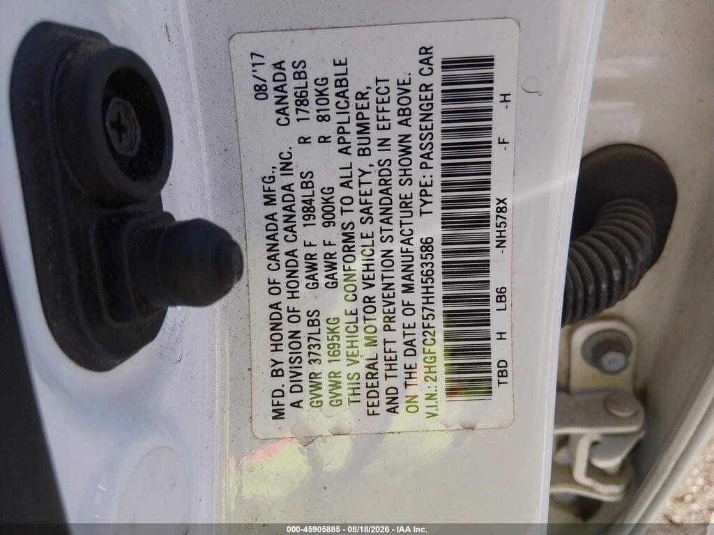 2HGFC2F57HH563586 2017 HONDA CIVIC photo no. 9